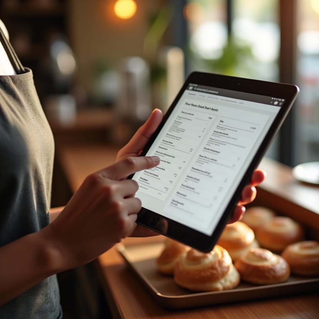 Tablet zeigt Weboberfläche zur Bearbeitung einer digitalen Speisekarte